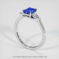 1.15 Ct. Blue Sapphire Ring, Platinum 950 2