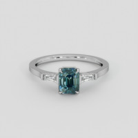 1.58 Ct. Greenish Blue Sapphire Ring, 10K White Gold 1