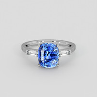 3.72 Ct. Blue Sapphire Ring, 10K White Gold 1