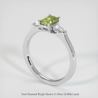 0.82 Ct. Yellowish Green Sapphire Ring, 14K White Gold 2