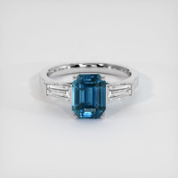 2.93 Ct. Greenish Blue Sapphire Ring, 14K White Gold 1