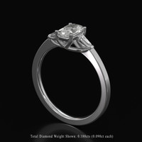 0.78 Ct. White Sapphire Ring, 14K White Gold 2