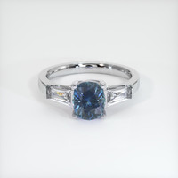 1.18 Ct. Greenish Blue Sapphire Ring, 18K White Gold 1