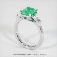 2.04 Ct. Emerald Ring, 18K White Gold 2