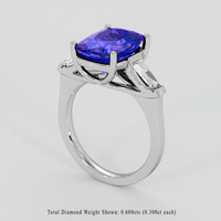 5.25 Ct. Violetish Blue Tanzanite Ring, 18K White Gold 2