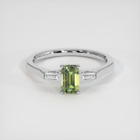 0.82 Ct. Yellowish Green Sapphire Ring, 18K White Gold 1