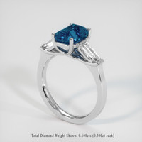 2.93 Ct. Greenish Blue Sapphire Ring, 18K White Gold 2