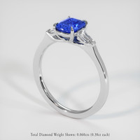 1.15 Ct. Blue Sapphire Ring, 18K White Gold 2