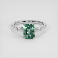 2.67 Ct. Bluish Green Sapphire Ring, 18K White Gold 1