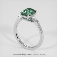 2.67 Ct. Bluish Green Sapphire Ring, 18K White Gold 2