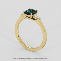 1.01 Ct. Greenish Blue Sapphire Ring, 10K Yellow Gold 2