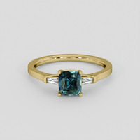 1.01 Ct. Greenish Blue Sapphire Ring, 14K Yellow Gold 1