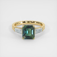 3.05 Ct. Bluish Green Sapphire Ring, 14K Yellow Gold 1