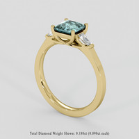 1.17 Ct. Greenish Blue Sapphire Ring, 18K Yellow Gold 2