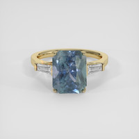 5.74 Ct. Greenish Blue Sapphire Ring, 18K Yellow Gold 1