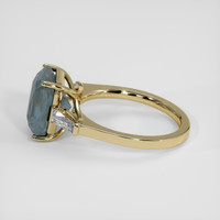 5.74 Ct. Greenish Blue Sapphire Ring, 18K Yellow Gold 4