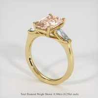 3.60 Ct. Peach Sapphire Ring, 18K Yellow Gold 2