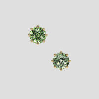 <span>1.28</span>&nbsp;<span class="tooltip-light">Ct.Tw.<span class="tooltiptext">Total Carat Weight</span></span> Green Sapphire Earrings, 18K Yellow Gold 1
