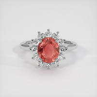 2.06 Ct. Padparadscha Sapphire Ring, Platinum 950 1