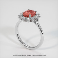 2.06 Ct. Padparadscha Sapphire Ring, Platinum 950 2