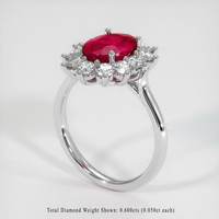 2.47 Ct. Pinkish Red Ruby Ring, Platinum 950 2