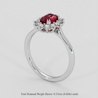1.03 Ct. Ruby Ring, Platinum 950 2