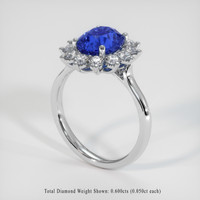 3.10 Ct. Blue Sapphire Ring, Platinum 950 2