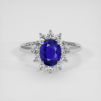 1.85 Ct. Blue Sapphire Ring, Platinum 950 1