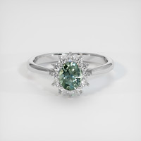 0.79 Ct. Green Sapphire Ring, Platinum 950 1