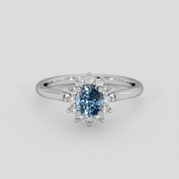 0.72 Ct. Greyish Blue Sapphire Ring, Platinum 950 1