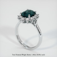 3.42 Ct. Greenish Blue Sapphire Ring, Platinum 950 2