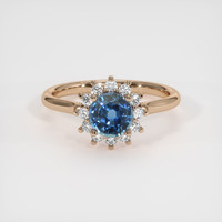 1.08 Ct. Greenish Blue Sapphire Ring, 14K Rose Gold 1