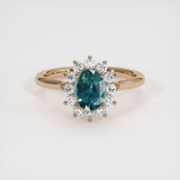 1.22 Ct. Bluish Green Sapphire Ring, 18K Rose Gold 1