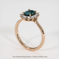 1.22 Ct. Bluish Green Sapphire Ring, 18K Rose Gold 2