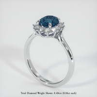 1.72 Ct. Greenish Blue Sapphire Ring, 10K White Gold 2