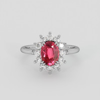 1.54 Ct. Pinkish Red Ruby Ring, 14K White Gold 1