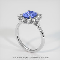 2.47 Ct. Blue Sapphire Ring, 14K White Gold 2