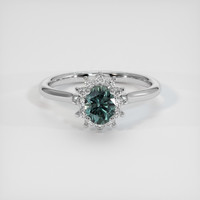 0.77 Ct. Bluish Green Sapphire Ring, 14K White Gold 1