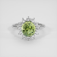 3.44 Ct. Green Sapphire Ring, 14K White Gold 1