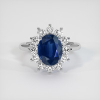 3.02 Ct. Blue Sapphire Ring, 18K White Gold 1