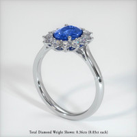 0.96 Ct. Blue Sapphire Ring, 18K White Gold 2