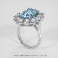 5.99 Ct. Blue Aquamarine Ring, 18K White Gold 2