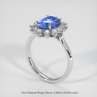 2.57 Ct. Blue Sapphire Ring, 18K White Gold 2