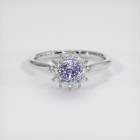1.00 Ct. Purple Sapphire Ring, 18K White Gold 1