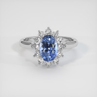 1.48 Ct. Blue Sapphire Ring, 18K White Gold 1