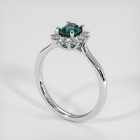0.77 Ct. Bluish Green Sapphire Ring, 18K White Gold 2