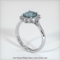 1.62 Ct. Greyish Blue Sapphire Ring, 18K White Gold 2