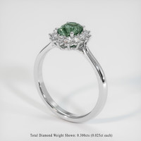 0.79 Ct. Green Sapphire Ring, 18K White Gold 2