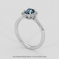 0.72 Ct. Greyish Blue Sapphire Ring, 18K White Gold 2