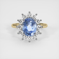 4.26 Ct. Blue Sapphire Ring, 14K White & Yellow 1
